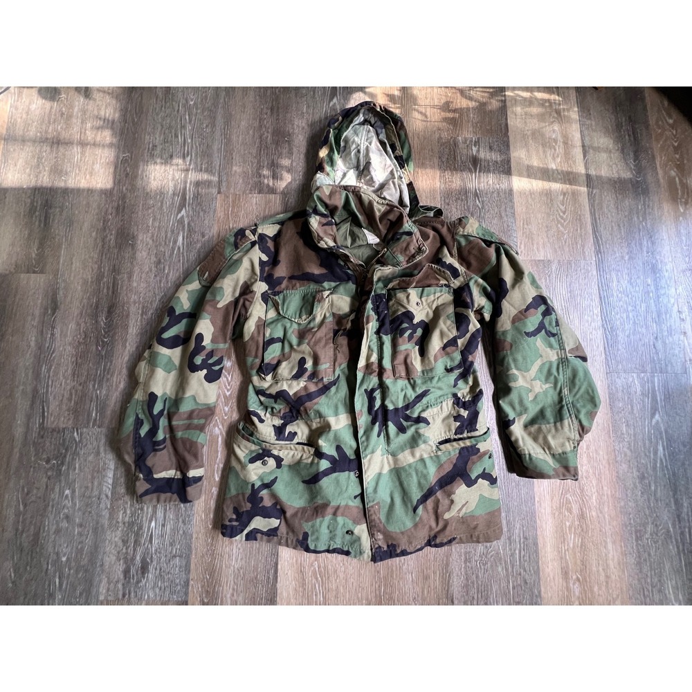 Alpha Industries M-65 Field Jacket Mens Small Regular Camo Good Woodland Coat